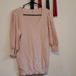 Puffed 3/4 sleeve darling pink sweater